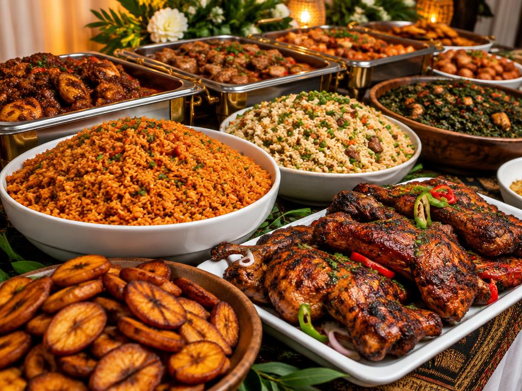 A generous Nigerian catering spread